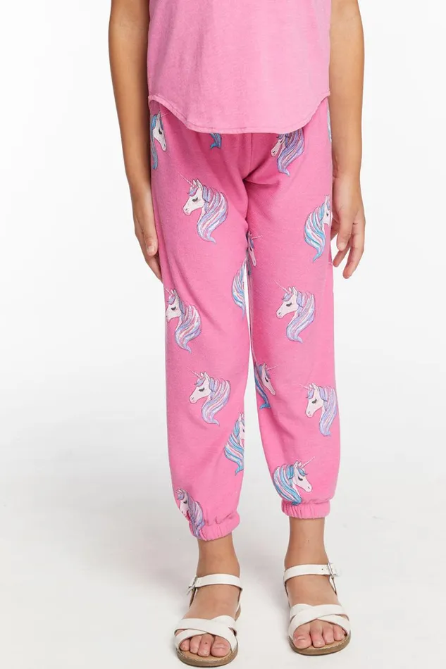 Kids Girls Chaser Brand All Over Unicorn Girls Cozy Knit Sweatpant