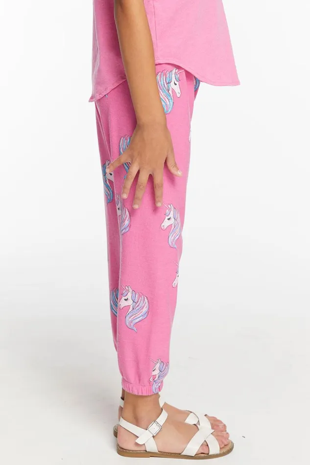 Kids Girls Chaser Brand All Over Unicorn Girls Cozy Knit Sweatpant
