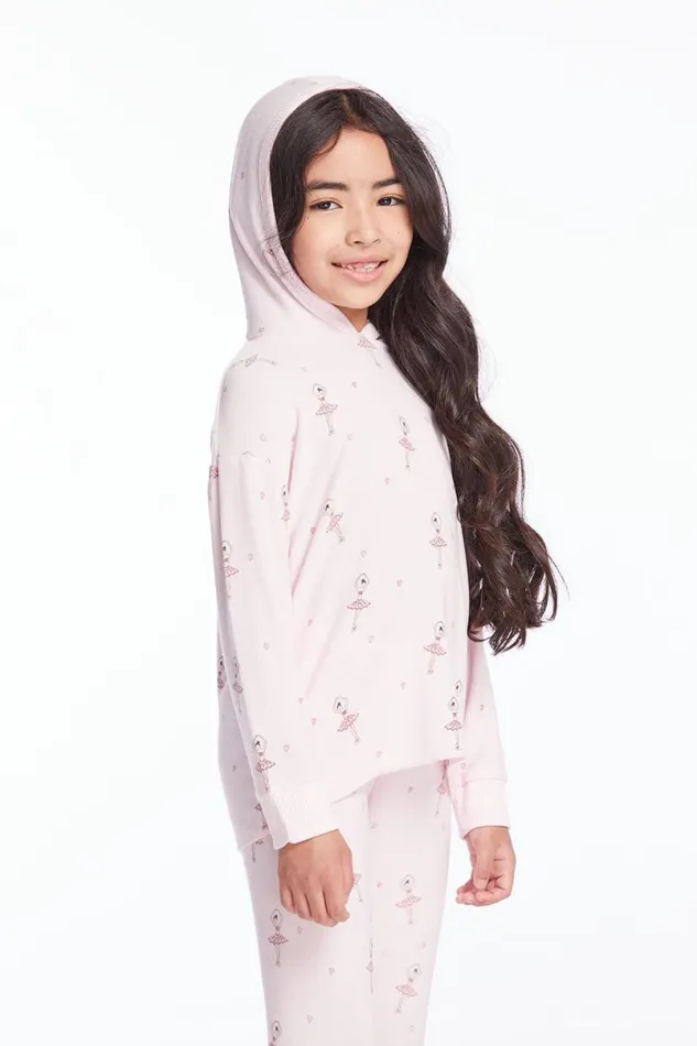 Kids Girls Chaser Brand Allover Ballerinas Girls Pullover Hoodie