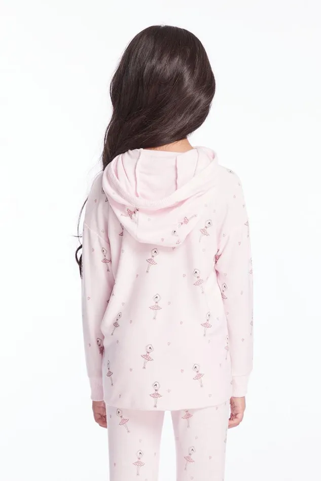 Kids Girls Chaser Brand Allover Ballerinas Girls Pullover Hoodie