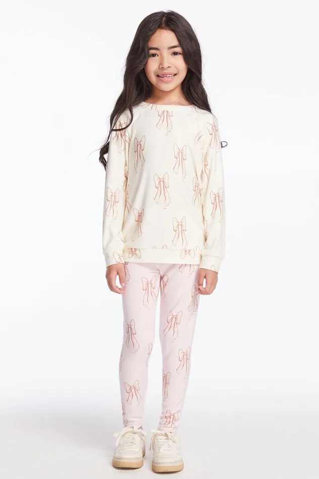 Kids Girls Chaser Brand Allover Bows Pant Girls Classic Legging