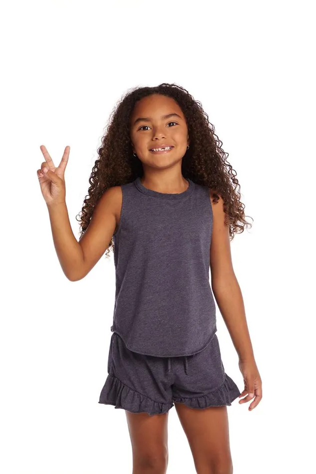 Kids Girls Chaser Brand Avalon Girls Vintage Jersey Shirttail Muscle