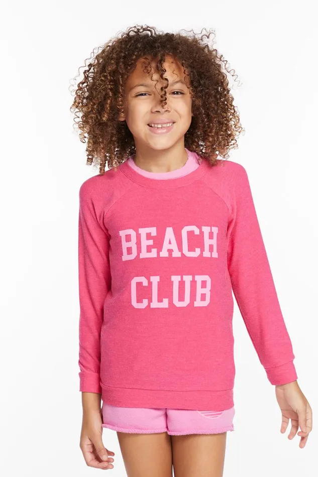 Kids Girls Chaser Brand Beach Club Girls Cozy Knit Raglan Pullover