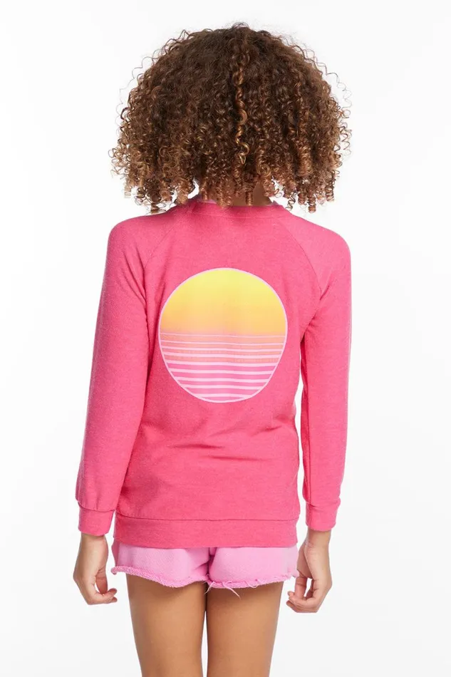 Kids Girls Chaser Brand Beach Club Girls Cozy Knit Raglan Pullover
