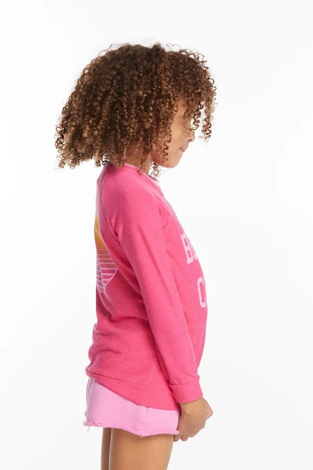 Kids Girls Chaser Brand Beach Club Girls Cozy Knit Raglan Pullover