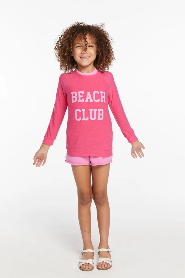 Kids Girls Chaser Brand Beach Club Girls Cozy Knit Raglan Pullover
