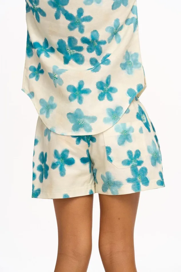 Kids Girls Chaser Brand Blue Watercolor Floral Shirt