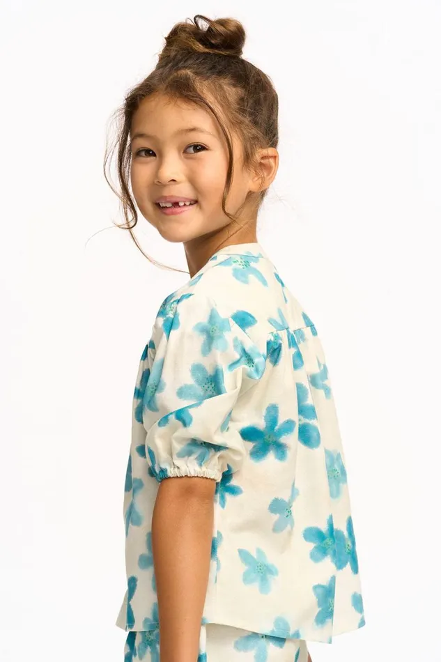 Kids Girls Chaser Brand Blue Watercolor Floral Top