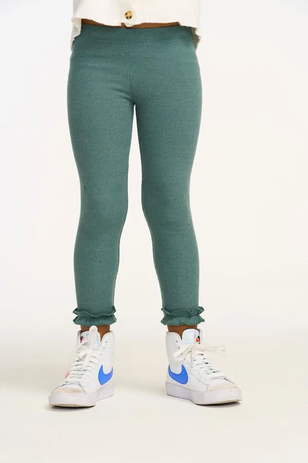 Kids Girls Chaser Brand Bottom Ruffle Dark Forest Green Legging
