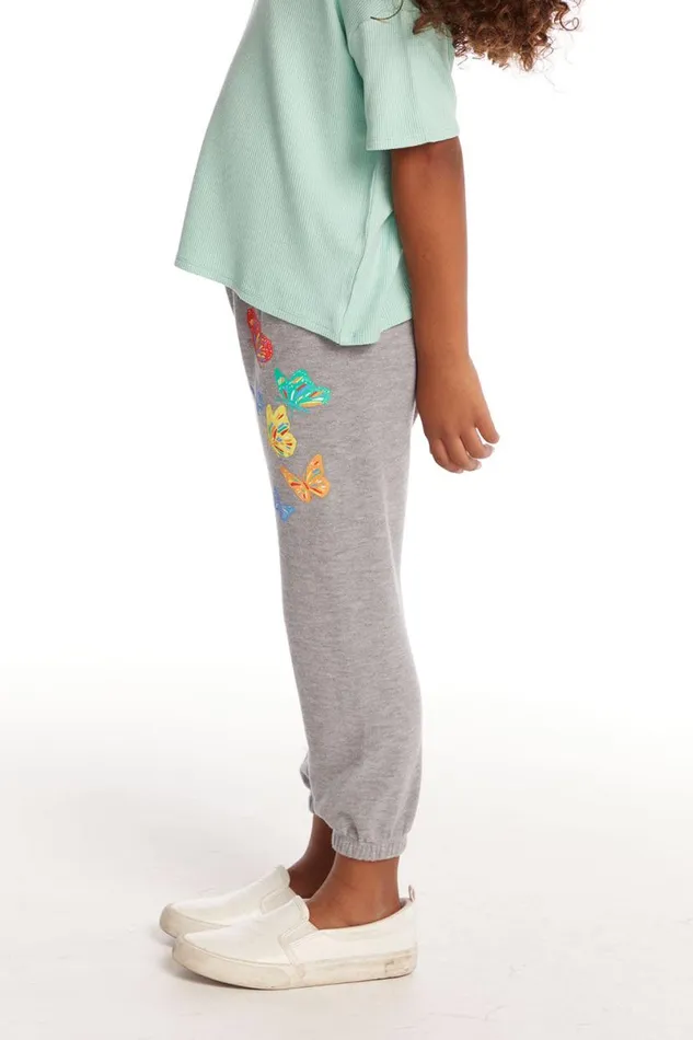 Kids Girls Chaser Brand Butterflies Girls Cozy Knit Sweatpant