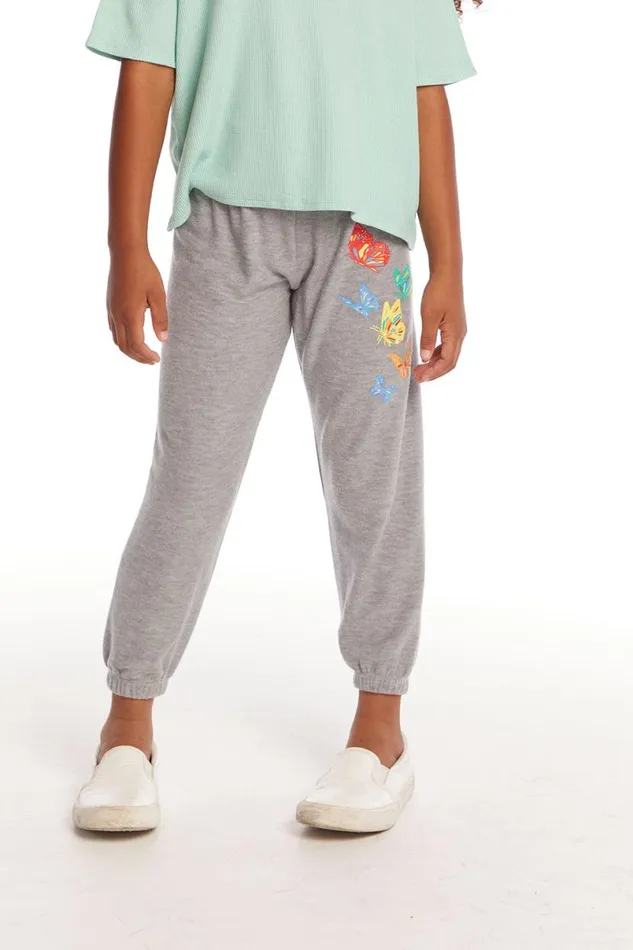 Kids Girls Chaser Brand Butterflies Girls Cozy Knit Sweatpant