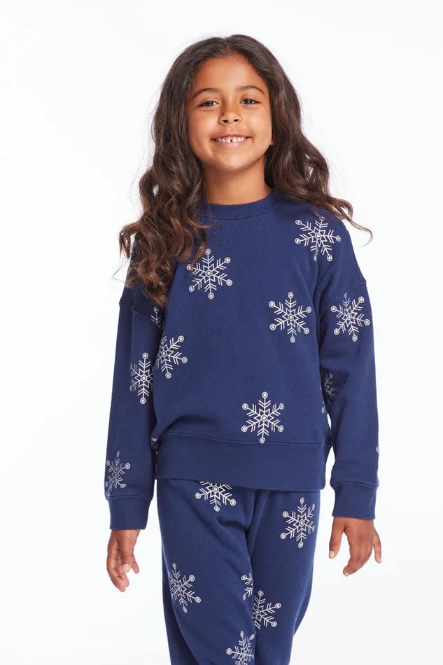 Kids Girls Chaser Brand Casbah Girls Avalon Glitter Snowflake Pullover