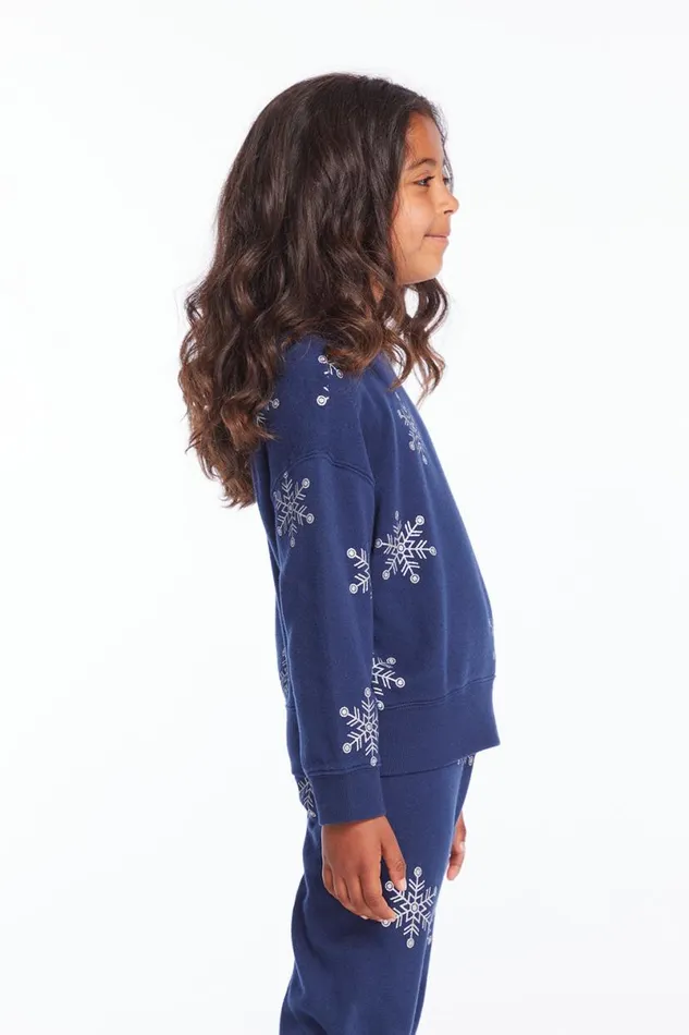 Kids Girls Chaser Brand Casbah Girls Avalon Glitter Snowflake Pullover