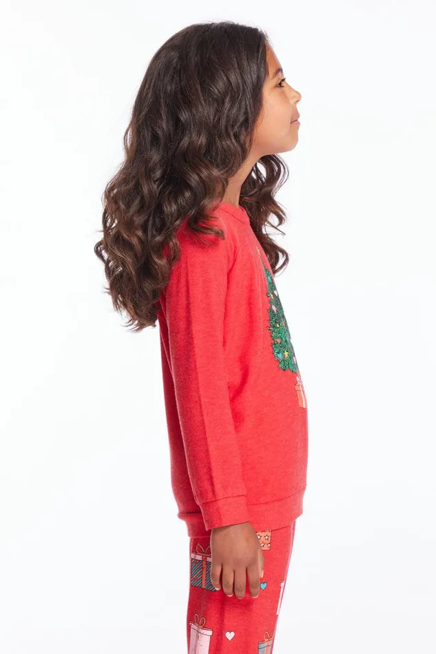 Kids Girls Chaser Brand Christmas Tree Girls Pullover