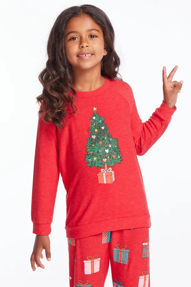 Kids Girls Chaser Brand Christmas Tree Girls Pullover