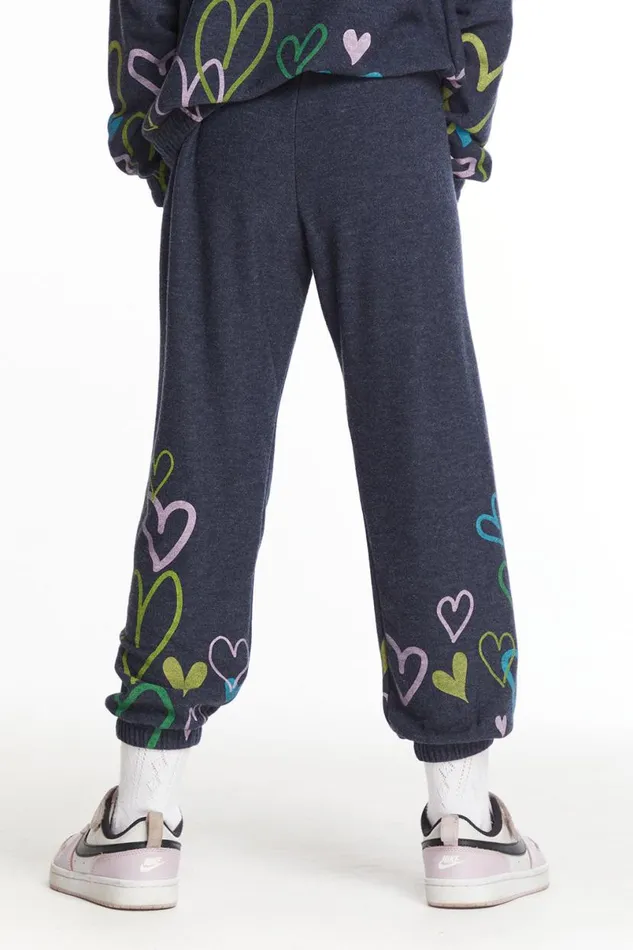 Kids Girls Chaser Brand Colorful Hearts Girls Cozy Knit Sweatpant