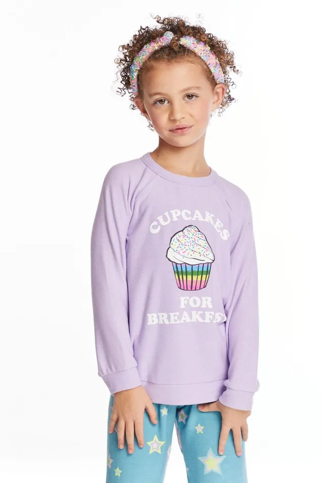 Kids Girls Chaser Brand Cupcakes For Breakfast Girls Pullover
