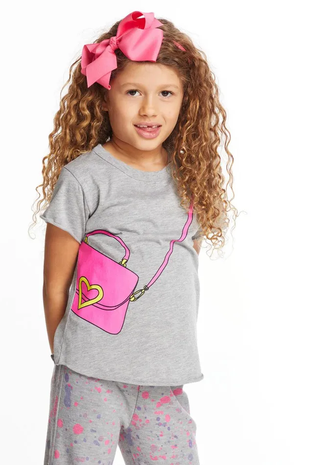 Kids Girls Chaser Brand Cute Purse Girls Crew Neck Tee