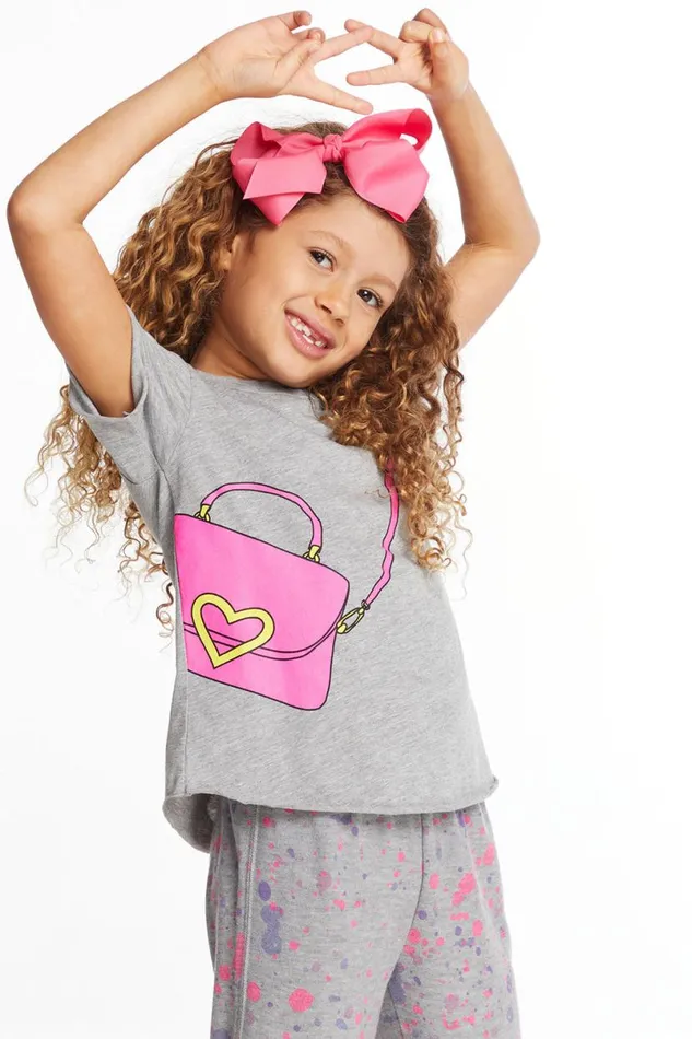 Kids Girls Chaser Brand Cute Purse Girls Crew Neck Tee