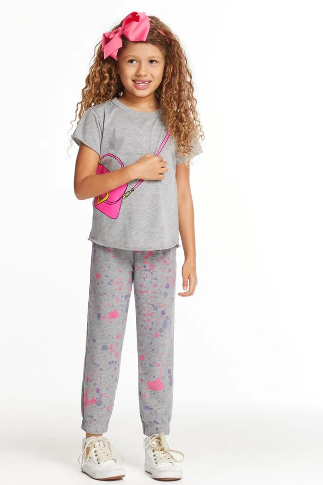 Kids Girls Chaser Brand Cute Purse Girls Crew Neck Tee