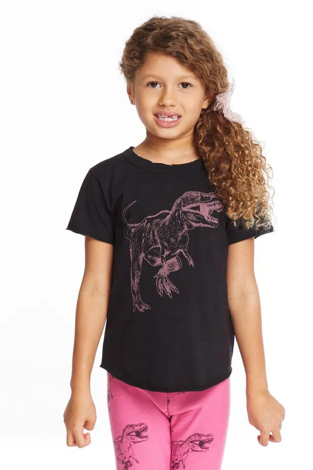 Kids Girls Chaser Brand Dino Time Girls Crew Neck Tee