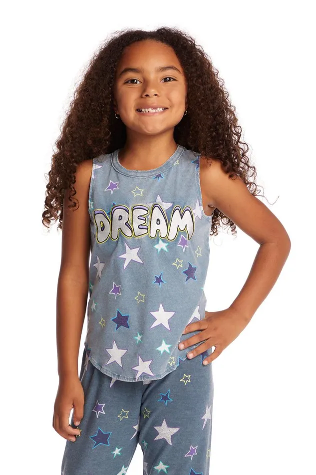 Kids Girls Chaser Brand Dream Emb Star Girls Vintage Jersey Shirttail Muscle