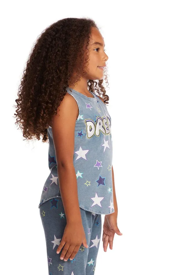 Kids Girls Chaser Brand Dream Emb Star Girls Vintage Jersey Shirttail Muscle