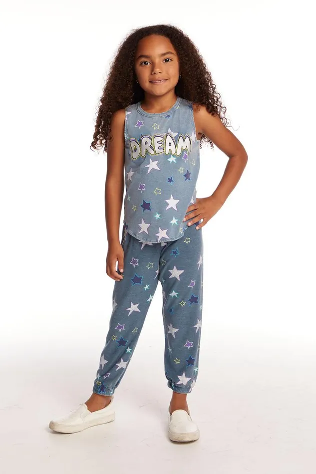Kids Girls Chaser Brand Dream Emb Star Girls Vintage Jersey Shirttail Muscle