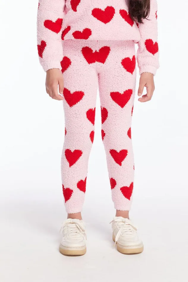 Kids Girls Chaser Brand Fuzzy Fleece Sugar Heart Girls Legging
