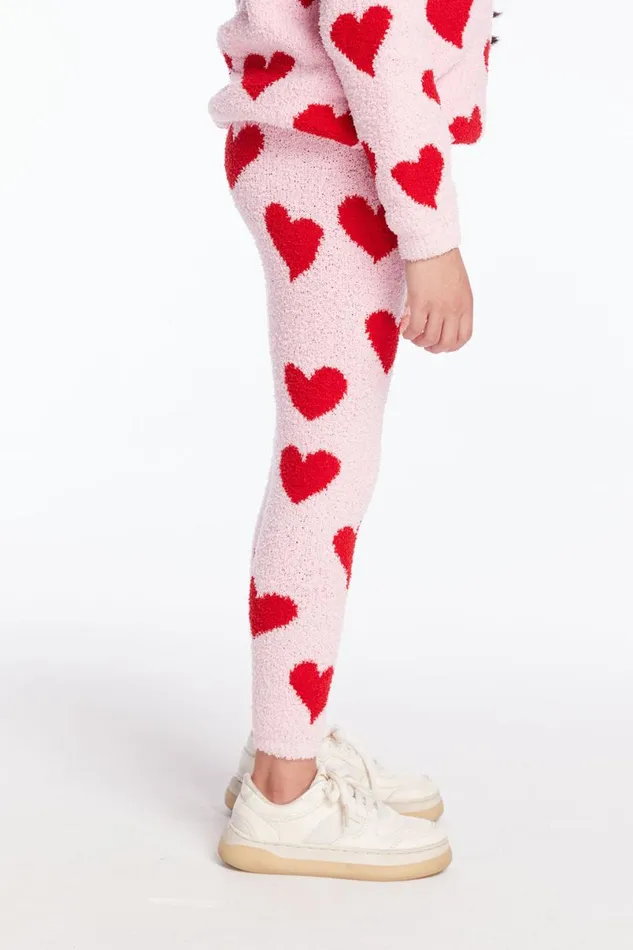 Kids Girls Chaser Brand Fuzzy Fleece Sugar Heart Girls Legging
