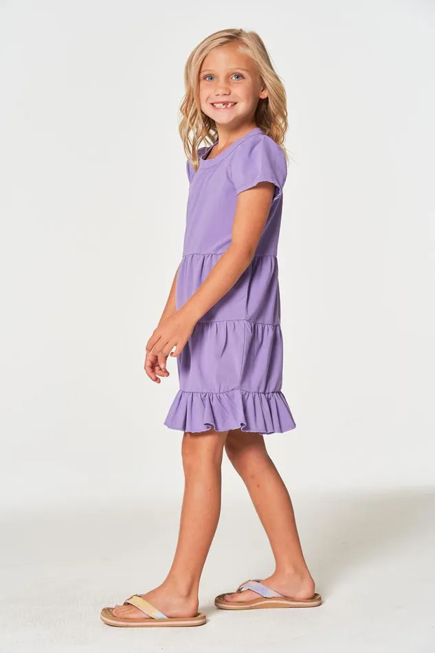 Kids Girls Chaser Brand Girls Coastal Cloth Puff Sleeve Tiered Dress