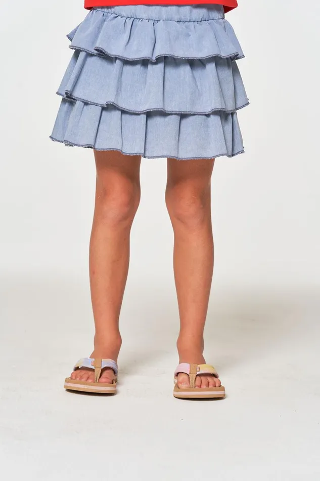 Kids Girls Chaser Brand Girls Coastal Cloth Tiered Ruffle Skort