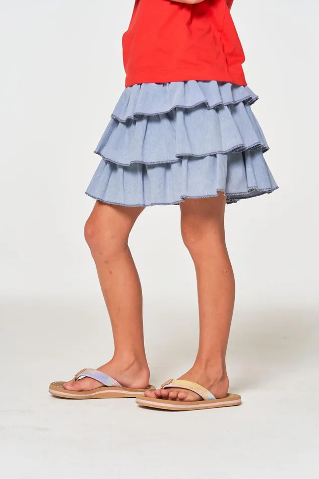 Kids Girls Chaser Brand Girls Coastal Cloth Tiered Ruffle Skort