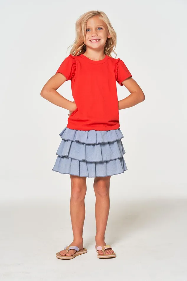 Kids Girls Chaser Brand Girls Coastal Cloth Tiered Ruffle Skort