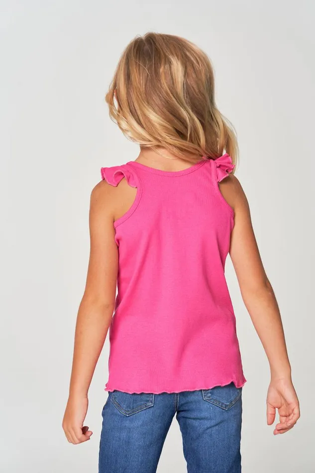 Kids Girls Chaser Brand Girls RPET Vintage Rib Ruffle Racer Tank