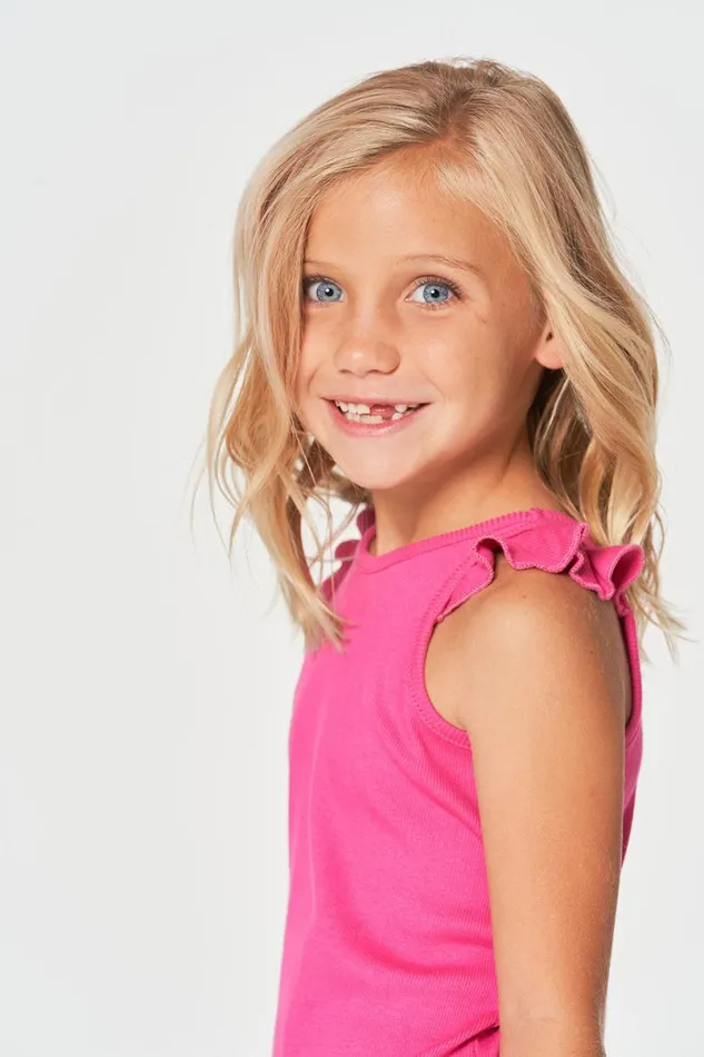 Kids Girls Chaser Brand Girls RPET Vintage Rib Ruffle Racer Tank