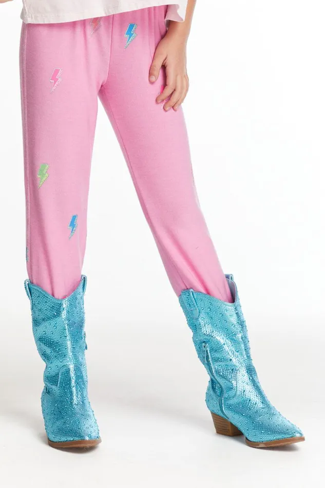 Kids Girls Chaser Brand Glitter Bolts Girls Pant
