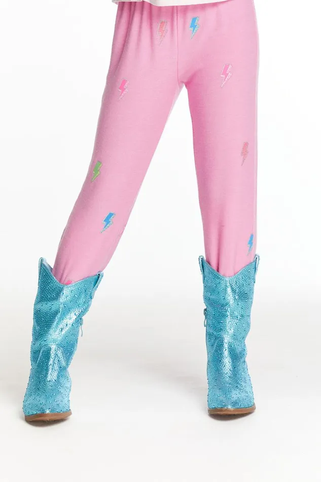 Kids Girls Chaser Brand Glitter Bolts Girls Pant