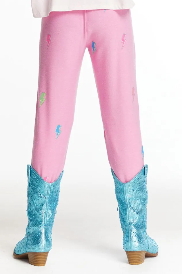 Kids Girls Chaser Brand Glitter Bolts Girls Pant