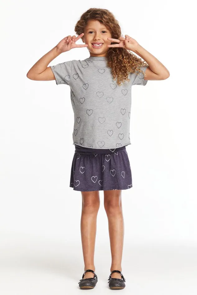 Kids Girls Chaser Brand Glitter Hearts Girls Peplum Skirt