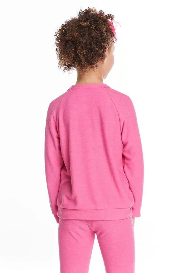 Kids Girls Chaser Brand Glitter Unicorn Girls Raglan Pullover