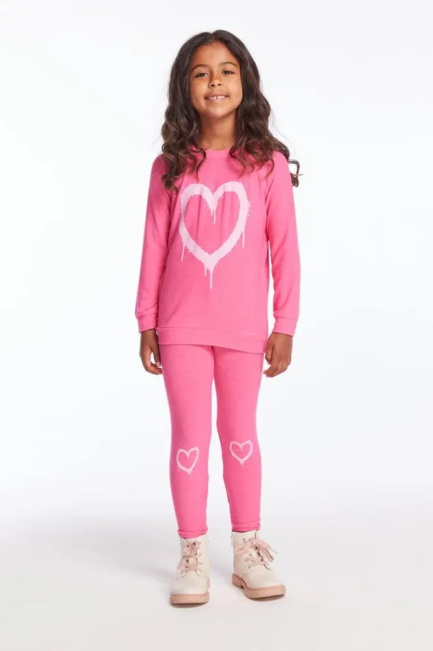 Kids Girls Chaser Brand Graffiti Heart Girls Pullover