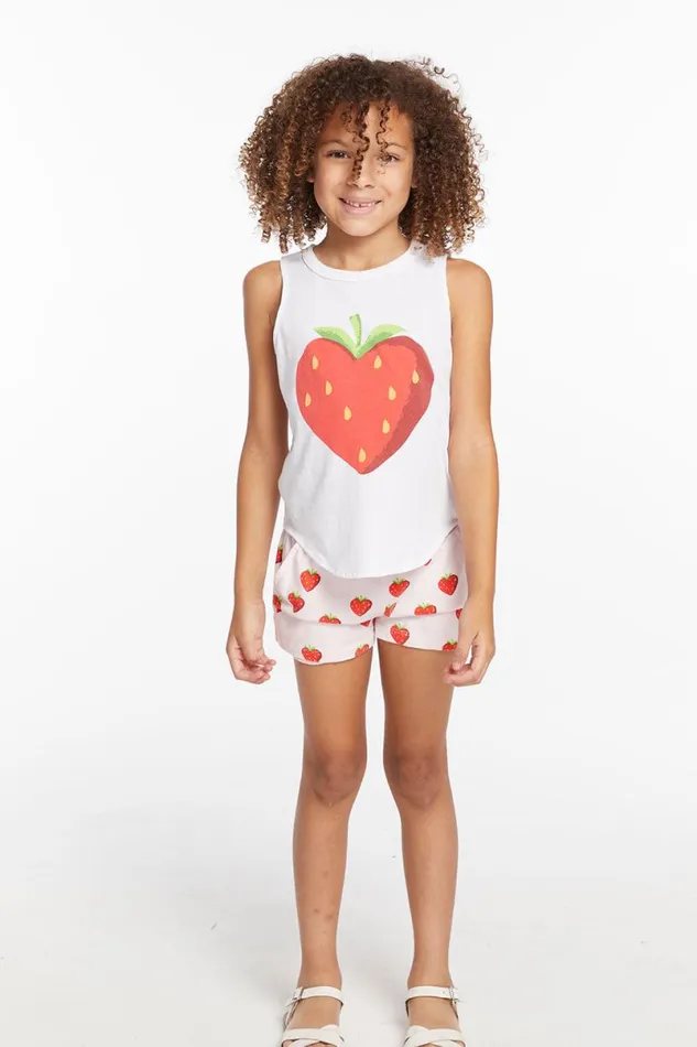 Kids Girls Chaser Brand Heart Strawberry All Over Girls Shorts