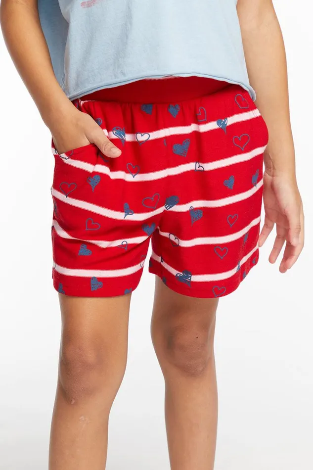 Kids Girls Chaser Brand Heart Stripe Girls Shorts