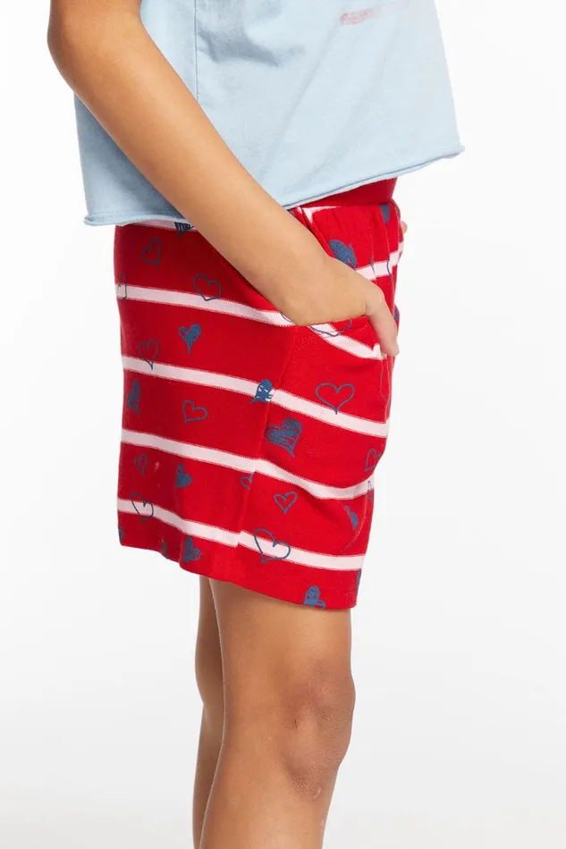 Kids Girls Chaser Brand Heart Stripe Girls Shorts