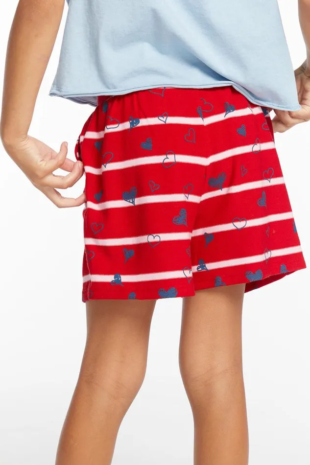 Kids Girls Chaser Brand Heart Stripe Girls Shorts