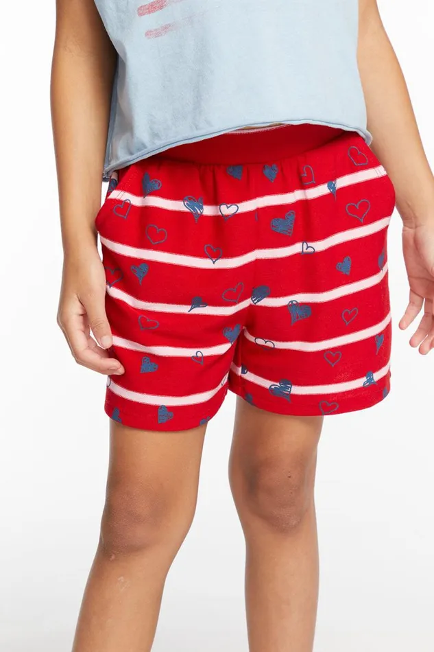 Kids Girls Chaser Brand Heart Stripe Girls Shorts