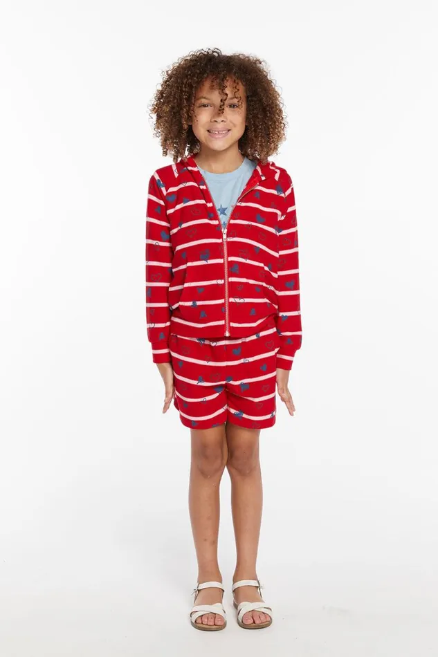 Kids Girls Chaser Brand Heart Stripe Girls Shorts