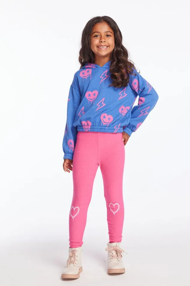 Kids Girls Chaser Brand Hearts And Bolts Girls Pullover Hoodie