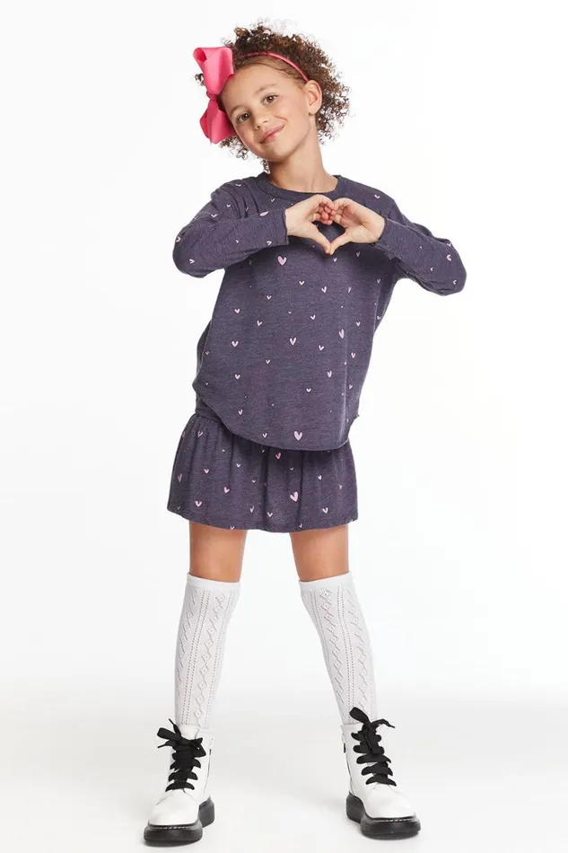 Kids Girls Chaser Brand Hearts Girls Peplum Skort